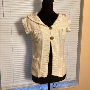 LEI Cream Hooded Cardigan with Button Accents